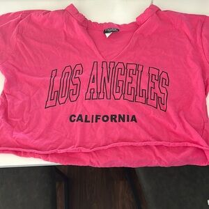 Women’s pink v-neck crop top